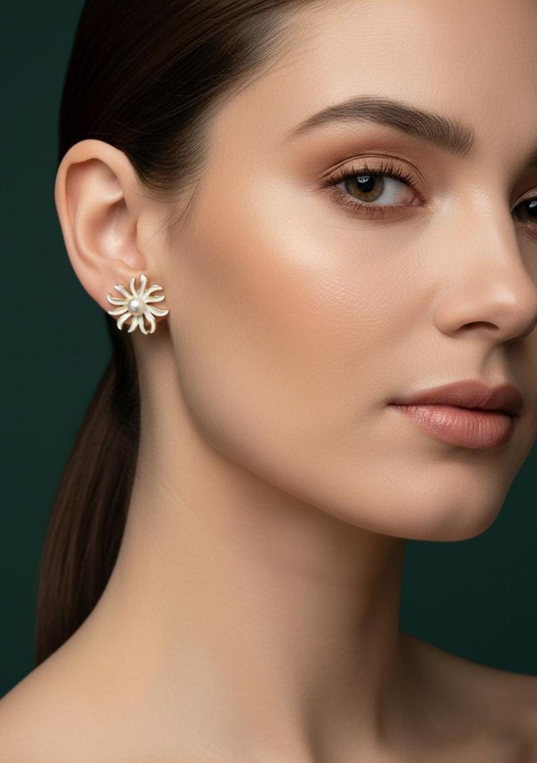 White Stainless Earrings - Indya