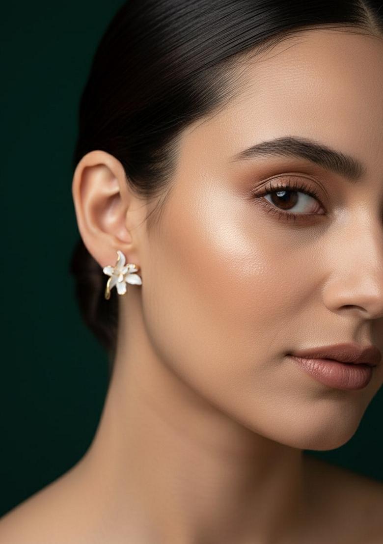 White Stainless Earrings - Indya