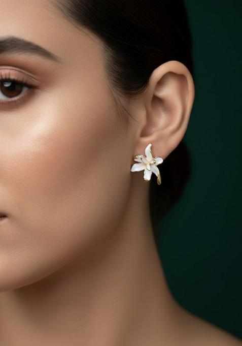 White Stainless Earrings