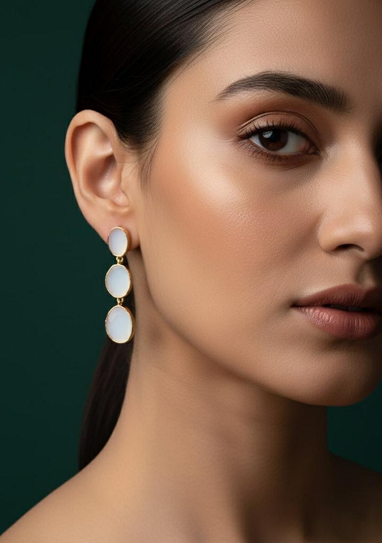 White Stainless Earrings - Indya