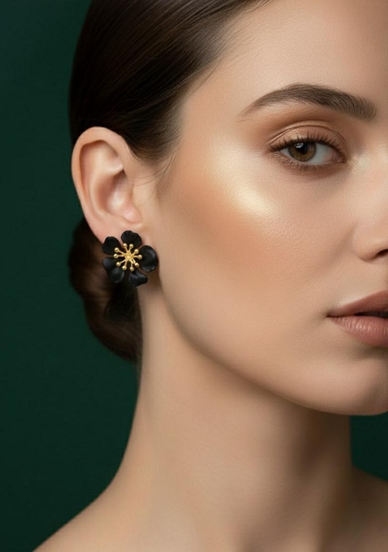 Black Stainless Earrings - Indya