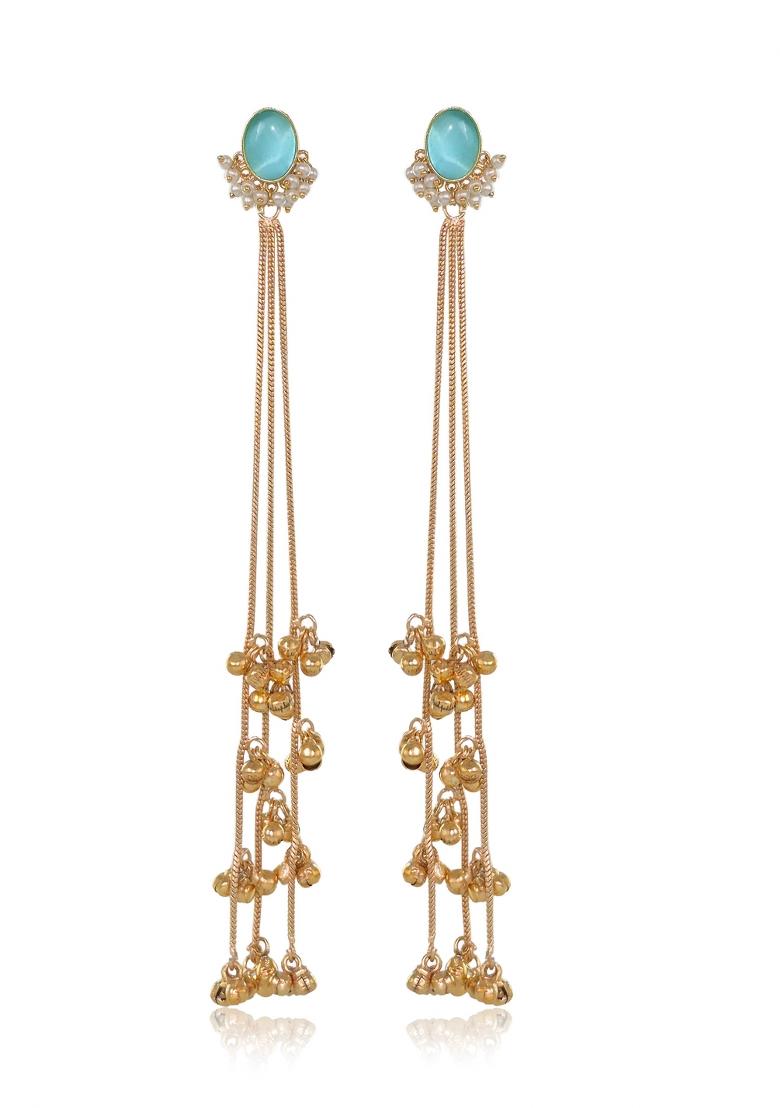 Sky Blue Brass Earrings Set - Indya
