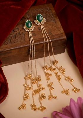 Green Brass Earrings Set