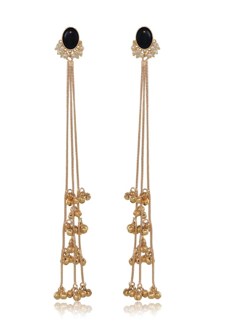 Black Brass Earrings Set - Indya