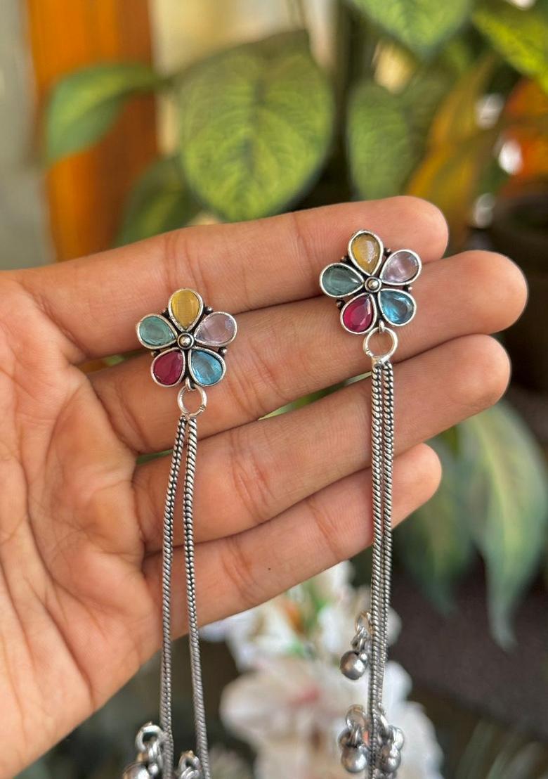 Pink Brass Earrings Set - Indya