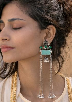 Turquoise Brass Earrings Set