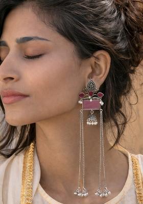 Pink Brass Earrings Set