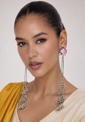Pink Brass Earrings Set