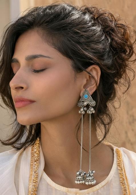 Sky Blue Brass Earrings Set
