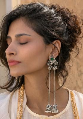 Green Brass Earrings Set