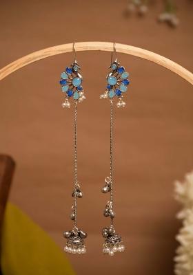 Sky Blue Brass Earrings Set