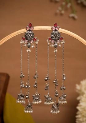 Pink Brass Earrings Set