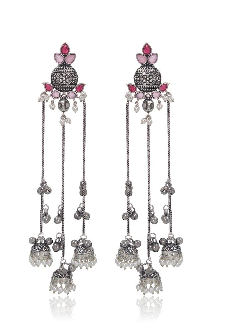 Pink Brass Earrings Set - Indya