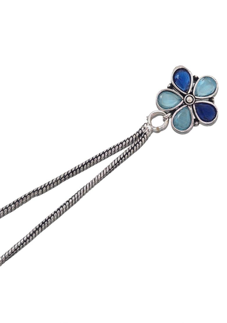 Sky Blue Brass Earrings Set - Indya