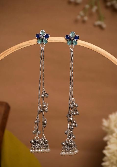 Sky Blue Brass Earrings Set