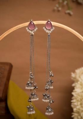 Pink Brass Earrings Set