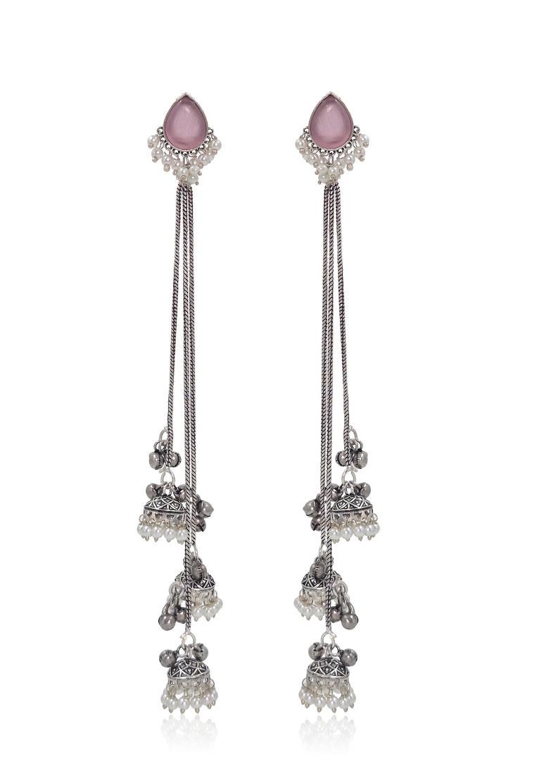 Pink Brass Earrings Set - Indya