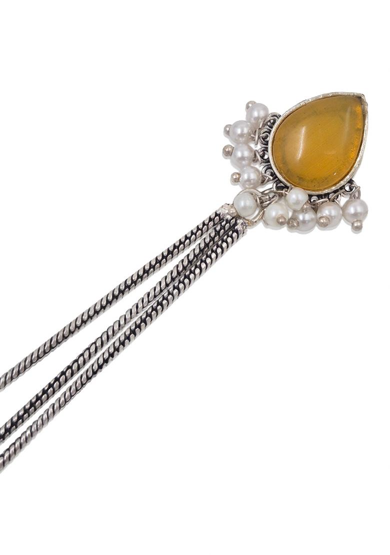 Yellow Brass Earrings Set - Indya