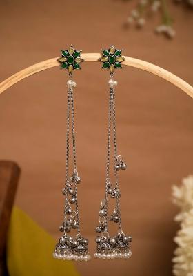Green Brass Earrings Set