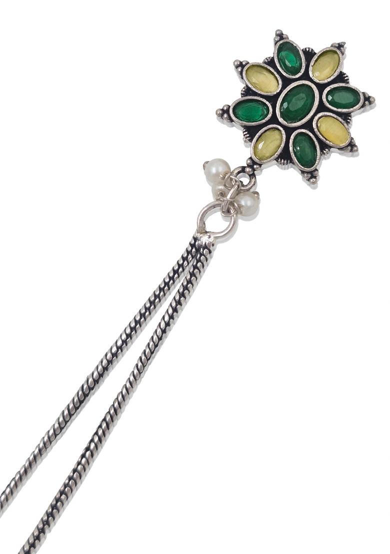 Green Brass Earrings Set - Indya