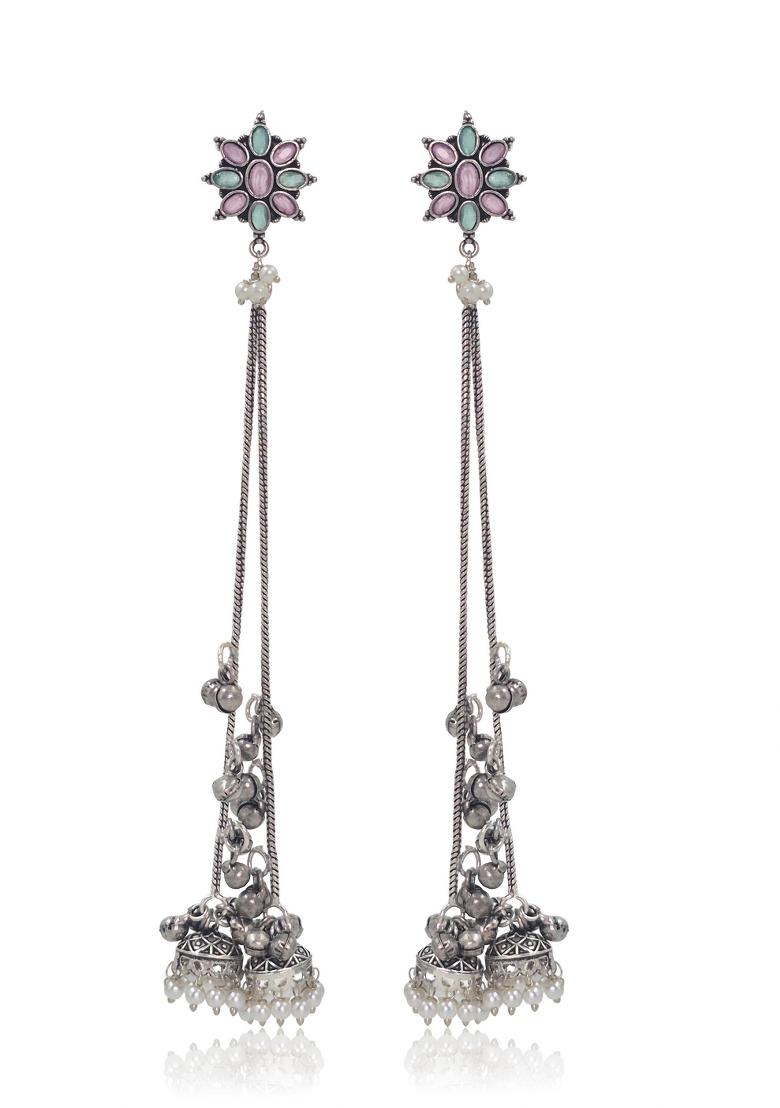 Pink Brass Earrings Set - Indya