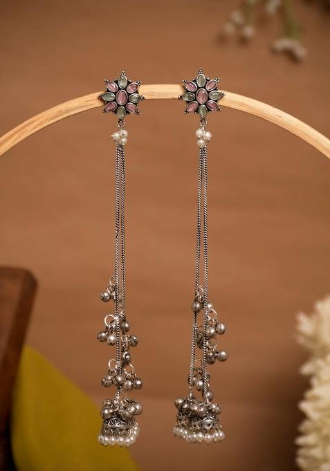 Pink Brass Earrings Set