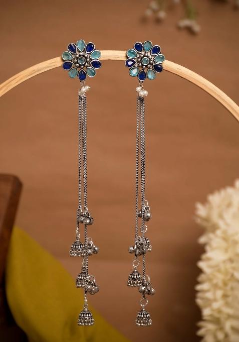 Sky Blue Brass Earrings Set