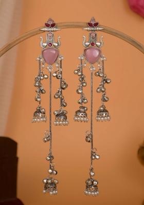 Pink Brass Earrings Set