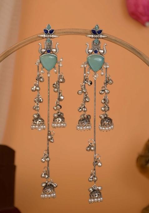 Sky Blue Brass Earrings Set