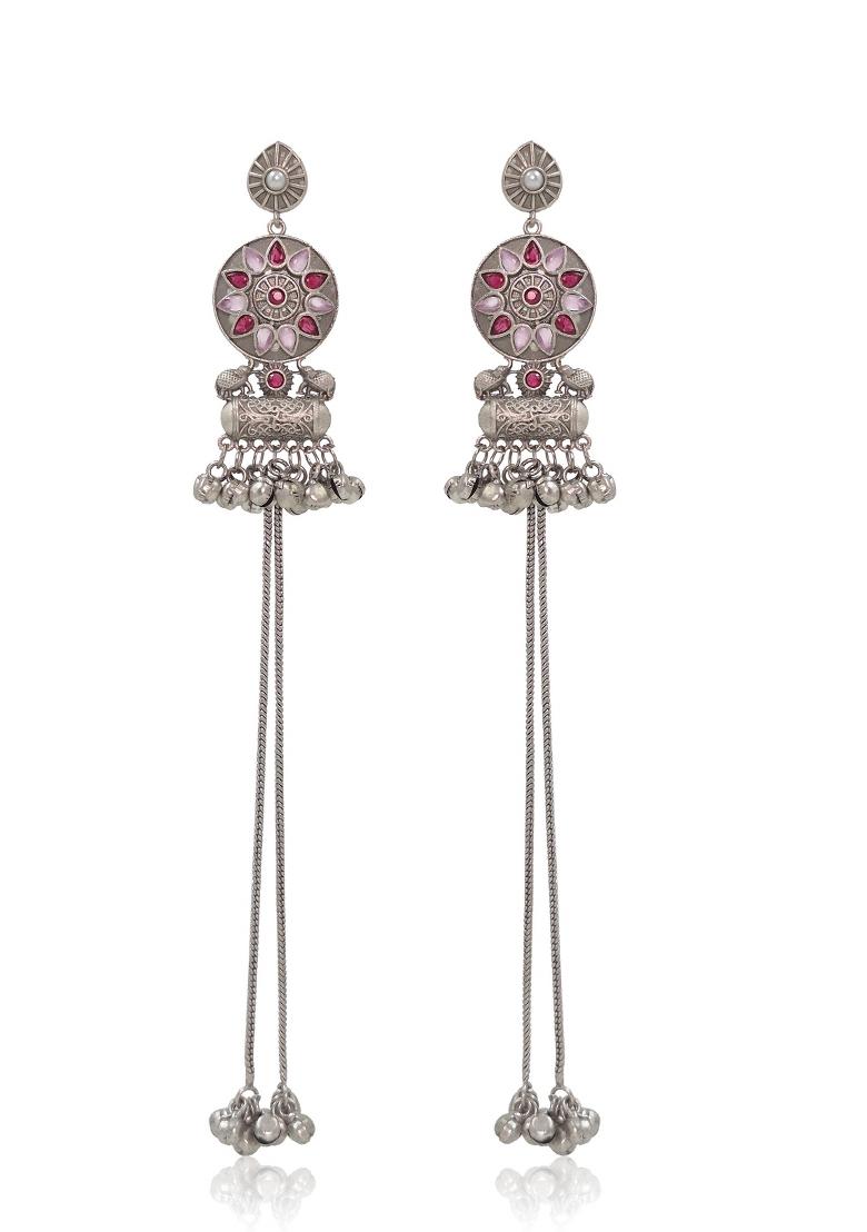 Pink Brass Earrings Set - Indya