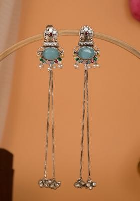 Sky Blue Brass Earrings Set