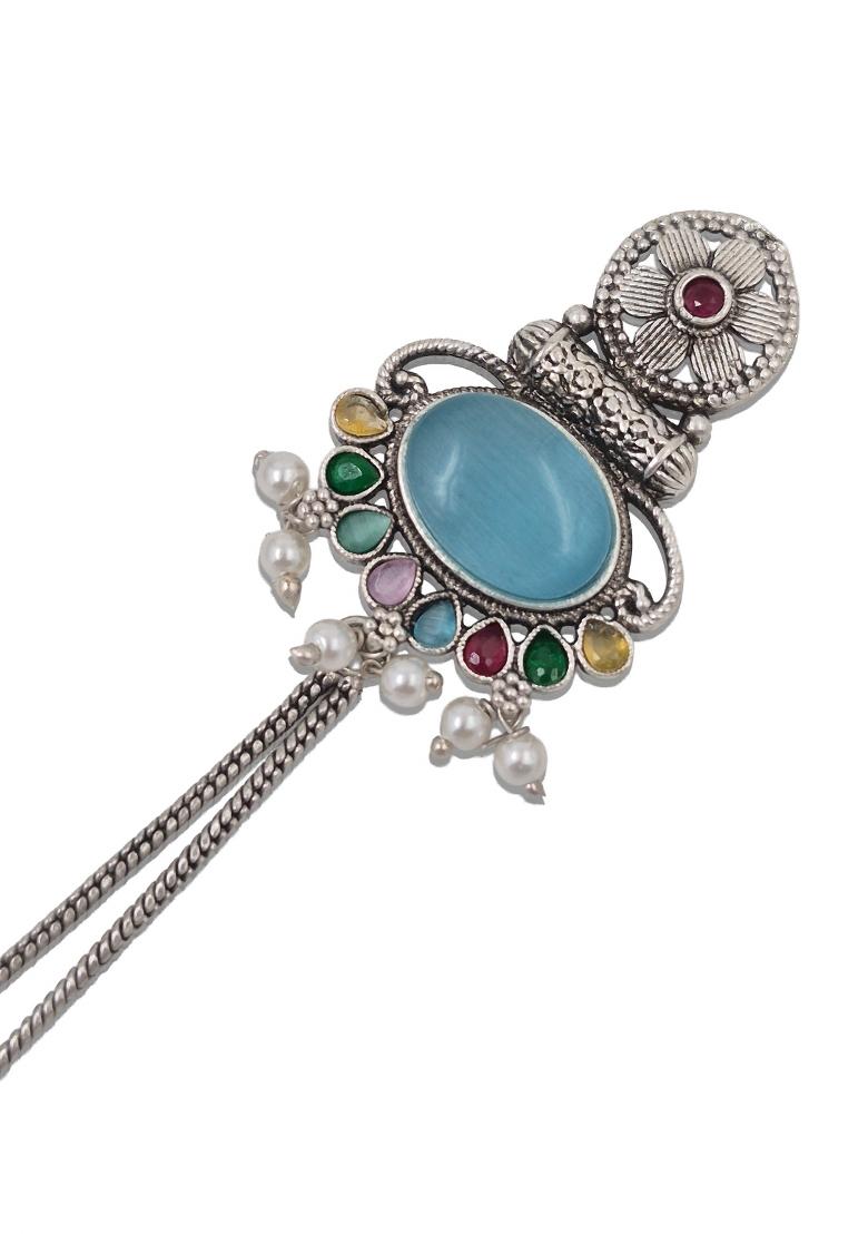 Sky Blue Brass Earrings Set - Indya