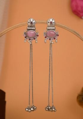 Pink Brass Earrings Set