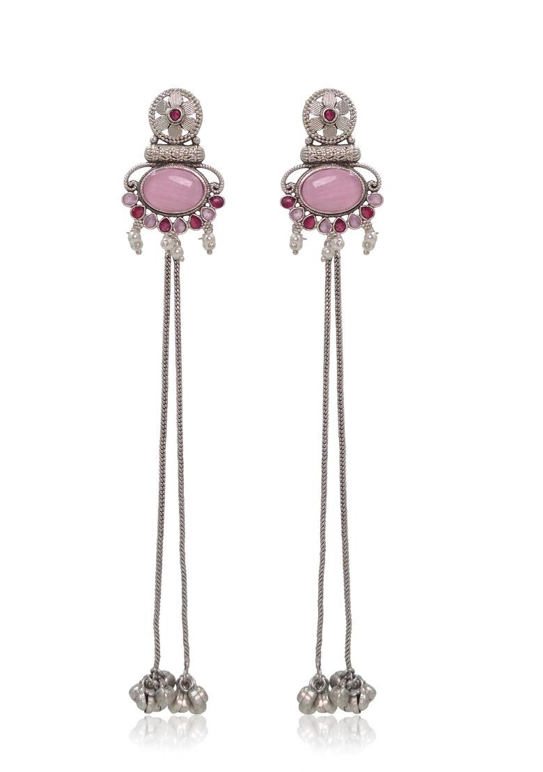 Pink Brass Earrings Set - Indya