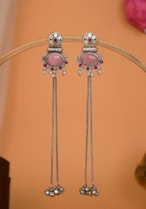 Pink Brass Earrings Set