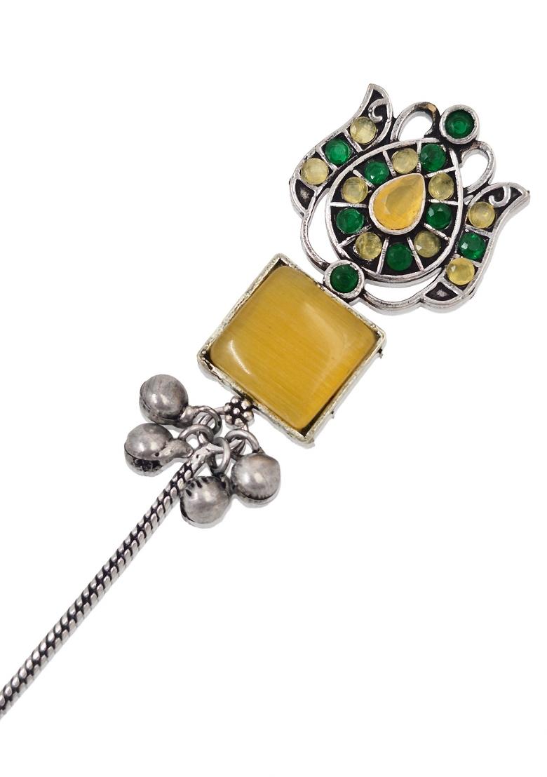Yellow Brass Earrings Set - Indya