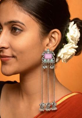 Pink Brass Earrings Set