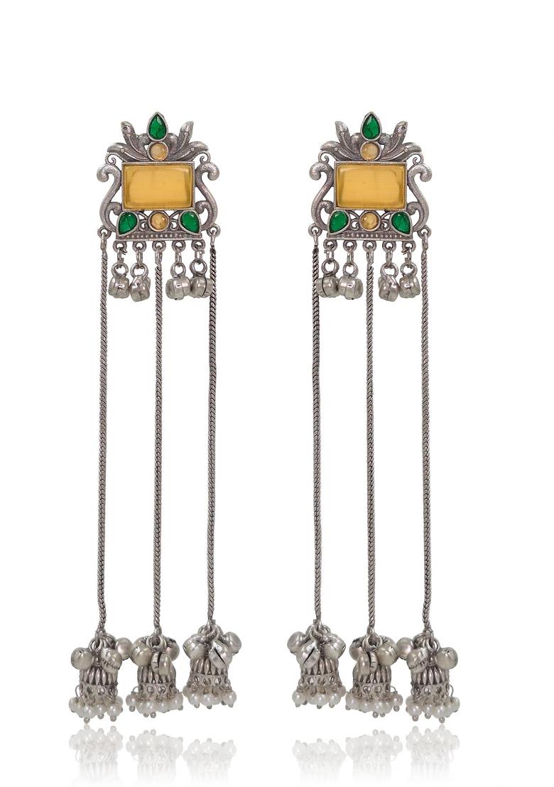 Yellow Brass Earrings Set - Indya