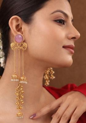 Pink Brass Earrings Set