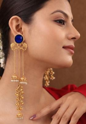 Navy Blue Brass Earrings Set