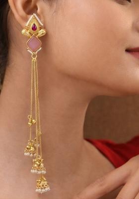 Pink Brass Earrings Set