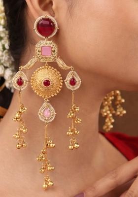 Maroon Brass Earrings Set