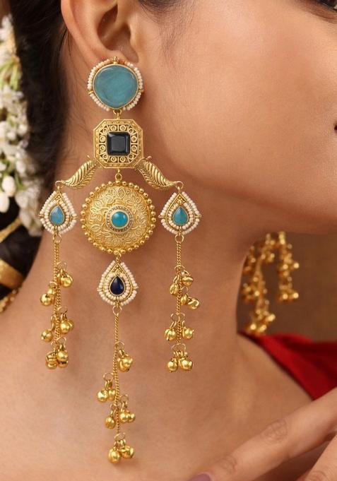 Sky Blue Brass Earrings Set