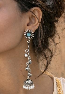 Sky Blue Brass Earrings Set