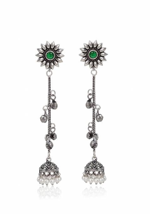 Green Brass Earrings Set