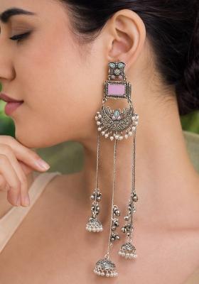 Pink Brass Earrings Set