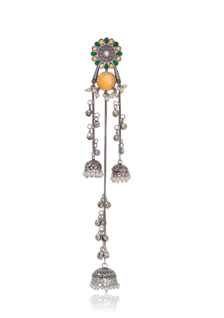 Yellow Brass Earrings Set - Indya