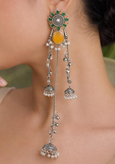 Yellow Brass Earrings Set