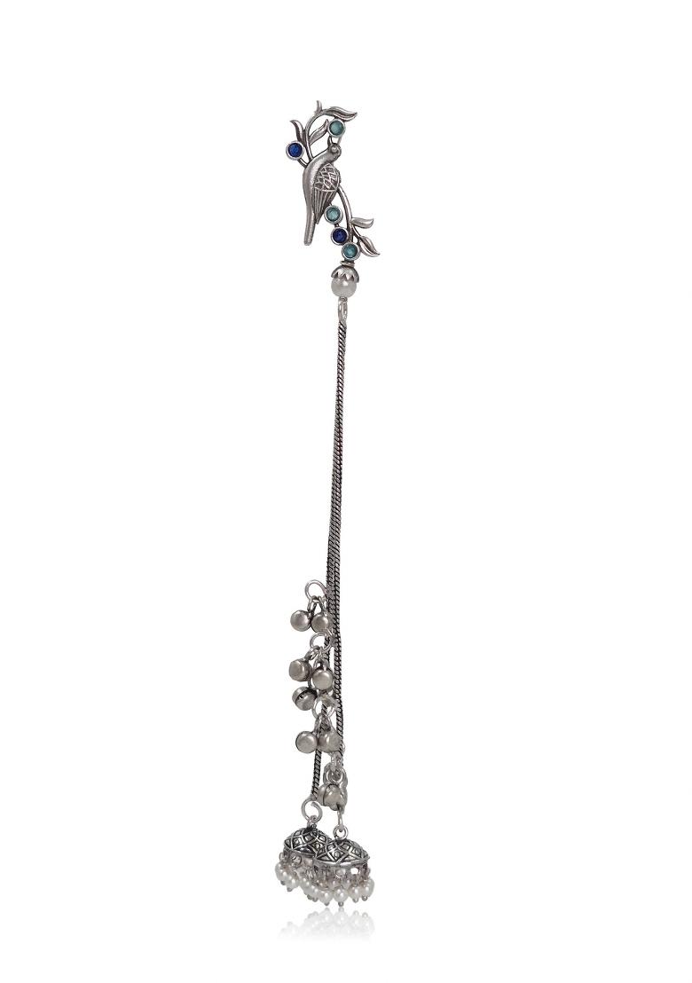 Navy Blue Brass Earrings Set - Indya