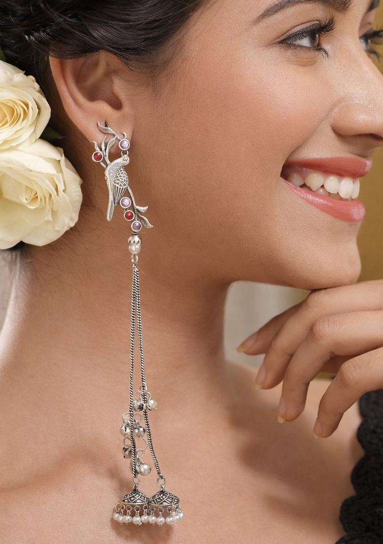 Pink Brass Earrings Set - Indya